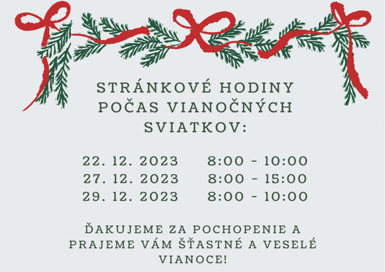 stránkové hodiny počas vianočných sviatkov